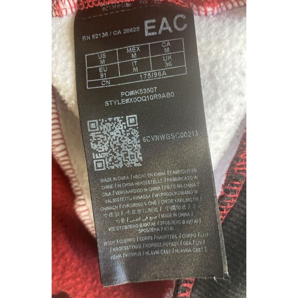 Guess Men’s Color Block Hoodie Red/Black/White Medium - Picture 8 of 8